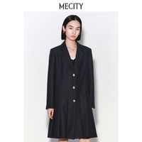 MECITY女士春季绵羊毛时尚修身西装英伦风西服裙女536913