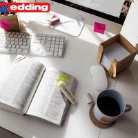 德国edding24彩色荧光马克笔做笔记高光笔马卡龙色方头环保4支装
