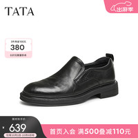 他她(TATA)2024冬商场同款时尚休闲皮鞋男新款73B23DM4 黑色 37
