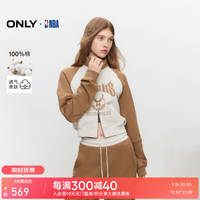 ONLY2024冬季NBA联名款印花立领短款开衫卫衣女|12449R003 E10 水獭褐色 165/84A/M