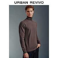 URBAN REVIVO UR2024秋冬男时尚保暖百搭纯色立领长袖针织衫UMB930004 酒红色 M