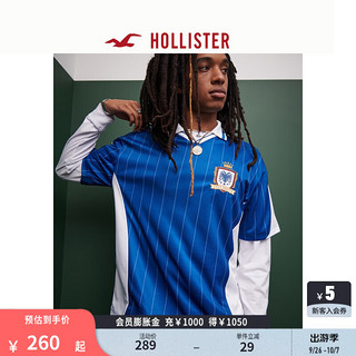 HOLLISTER24秋美式撞色条纹运动风球衣T恤男女KI324-4272 蓝色 L (180/108A)