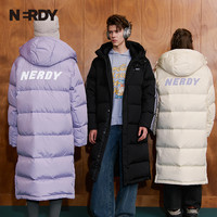 NERDY经典NY双杠同款保暖连帽中长款羽绒服女潮