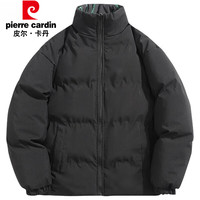 皮尔卡丹(pierre cardin)棉衣男两面穿秋冬季加厚棉服纯色外套男宽松立领羽面包绒服款 黑色 3XL【180-200斤】