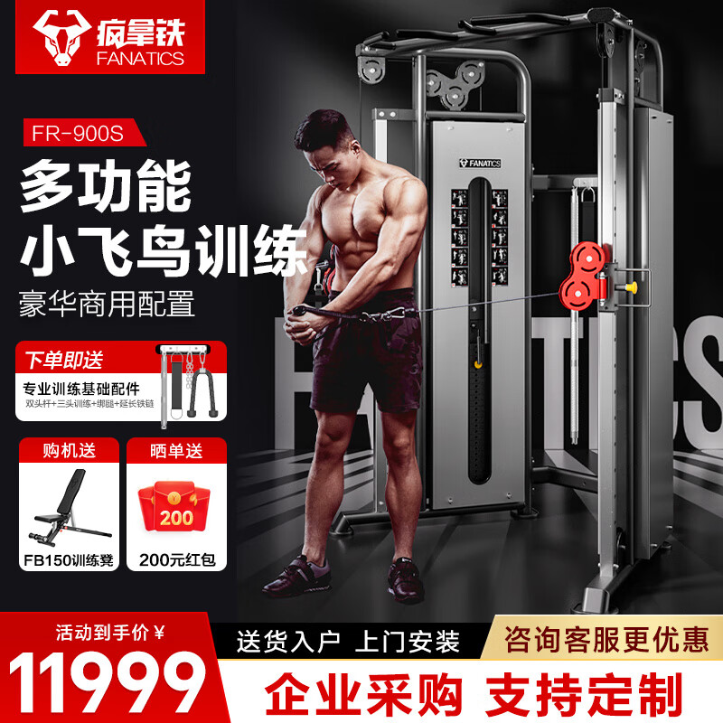 FANATICS疯拿铁小飞鸟综合训练器龙门架商用家用器材训练多功能一体机 FR-900S(300磅钢配)