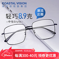 依视路（ESSILOR） 全视线变色镜片灰变现片T8系列1.56折射率第八代光学眼镜 钛+金属-全框-4016BK-黑色 依视路钻晶膜洁防污现片