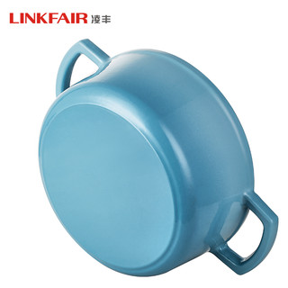 凌丰（LINKFAIR）铸铁珐琅煲汤锅家用双耳焖焗锅平底炖煮锅 湖水蓝 22cm 3.6L