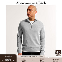 ABERCROMBIE & FITCH男装 24秋季经典小麋鹿半高领拉链套头针织衫KI120-4180 灰色 S (175/92A)