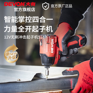 大有（Devon）12V无刷冲击起子机锂电电动起子机5767电钻电动螺丝刀140Nm大扭力 5767+5209双电2.0Ah快充