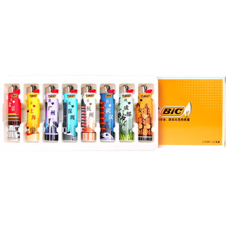 比克（BIC）打火机 J3(城市地标)纤细系列一次性打火机 法国品牌图案砂轮火机 J3城市地标2盒装(图案) 16支