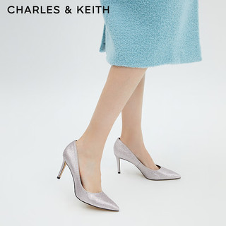 CHARLES & KEITH 高跟鞋 CK1-60280245-2 闪粉款 银色 35