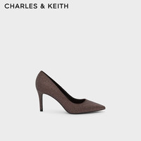 CHARLES & KEITH 高跟鞋 CK1-60280245-2 闪粉款 深棕色 36