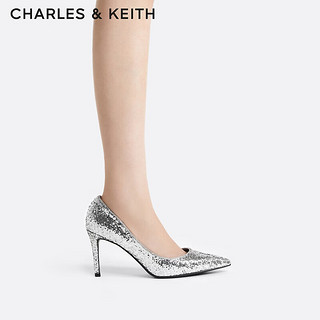 CHARLES & KEITH 女士高跟鞋 CK1-60280245-4 亮片款 银色 35