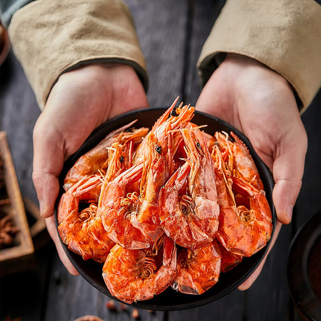 海石兄弟 福建大号斑节虾干九节虾脆皮虾淡烤虾干下酒零食茶配开袋即食礼包 淡烤虾干 50-60只 尝鲜
