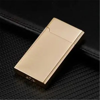 鼎盛名流(DSML)朗声钢音打火机充气防风超薄创意个性刻字金属红火焰男士 金拉丝 打火机单机