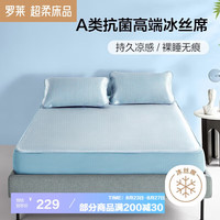 罗莱生活 LUOLAI 家纺 小冰格A类冰丝席凉席床笠款三件套 蓝150*200*30cm 小冰格A类冰丝席床笠款-蓝