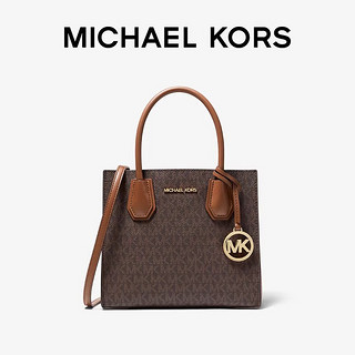 MICHAEL KORS 迈克·科尔斯 MK MERCER中号棕色老花配皮手提包单肩斜挎包风琴包 正品