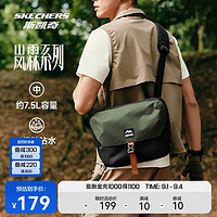 SKECHERS 斯凯奇 单肩户外斜挎包2024男女秋季防沾水大容量腋下包包 美人黑/甲虫绿/044X