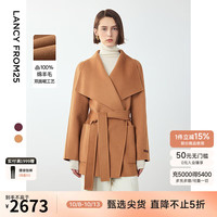 朗姿纯羊毛廓形气质旷野美拉德通勤双面呢大衣2024年冬季新款毛呢外套 驼色 M