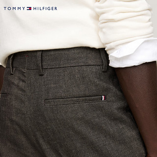 TOMMY HILFIGER24秋冬男装商务通勤花纱直筒磨毛休闲裤MW0MW36735 深灰色GOP 34