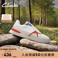 Clarks其乐轻跑系列男鞋春季复古潮流休闲鞋时尚舒适运动 白色/橘红色 261698117 41