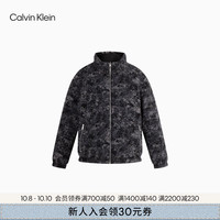 Calvin Klein Jeans24秋冬新款男士ck双面穿仿羊羔绒刺绣立领夹棉外套J326603 BEH-太空黑