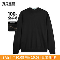马克华菲【100%绵羊毛】圆领针织衫男24秋冬新款刺绣纯色休闲长袖羊毛衫 常规 舒适版