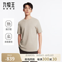 九牧王男装T恤男2024秋冬短袖T恤圆领商务休闲男士上衣M 标准版+卡其+JT2D40420 170/92A