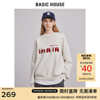 BASIC HOUSE/百家好休闲卫衣女秋季圆领套头宽松印花上衣 米色 S