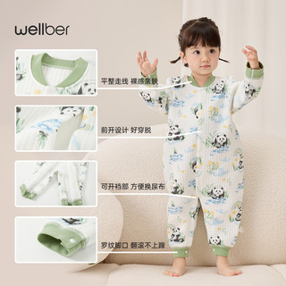 威尔贝鲁（WELLBER）婴幼儿哈衣秋冬2024新生儿前开连体衣包屁衣宝宝洋气外出服 水塘熊猫 73cm
