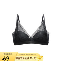 ubras倾慕蕾丝背勾文胸内衣女性感蕾丝女士无钢圈胸罩 黑色--简洁版 M