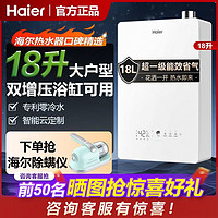 百亿补贴：Haier 海尔 一级能效燃气热水器18升双增压零冷水天然气家用恒温伺服节能