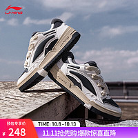 LI-NING 李宁 征程V2丨板鞋低帮透气鞋子男秋冬百搭运动鞋轻便软弹厚底男鞋 米白色/冷檀黑-5 42