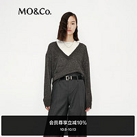 MO&Co.针织衫2024冬新品婴驼绒绵羊毛烫钻轻暖V领烂边MBD4SWT008