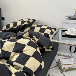 青春密码 简约风棋盘格被套四件套床单床笠款床上非纯棉全棉单人宿舍三件套