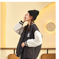 唐狮 TONLION棒球服外套女秋冬韩版加厚百搭上衣夹棉夹克拼接棉衣
