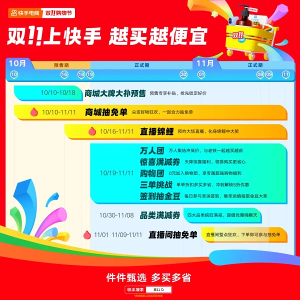 快手双11攻略一篇知,来许愿赢礼品卡、足金豆子!
