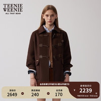 Teenie Weenie小熊2024年静奢风牛角扣双面毛呢大衣澳洲绵羊毛外套 棕色 160/S