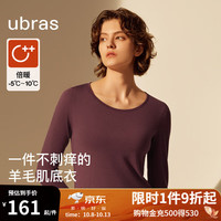ubras24年新保暖圆领羊毛肌底衣套装女秋衣裤打底美拉德风 【倍暖上衣】白兰地红 M