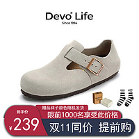 移动端、京东百亿补贴：Devo 的沃 Life的沃 软木鞋底真牛皮勃肯包头鞋 反绒牛皮