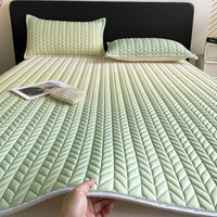 suo zhen 索臻 乳胶凉席三件套夏季裸睡凉席冰丝席夏凉席夏天家用冰丝凉席空调席 渐变绿 120
