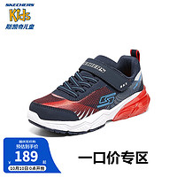 SKECHERS 斯凯奇 童鞋儿童男鞋秋季大童运动鞋魔术贴休闲潮鞋403728L 海军蓝色/红色/NVRD 36