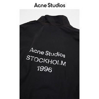 Acne Studios 男士1996印花复古做旧水洗拉链翻领夹克外套B90791 黑色 46