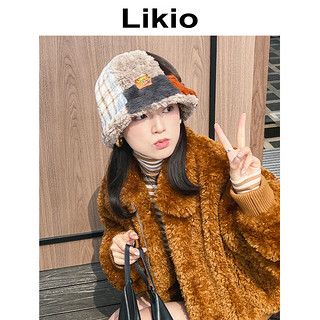 LZJV周雨彤同款 Likio 原创设计 撞色拼接布丁帽子 秋冬百搭毛绒保暖 彩叶橙花