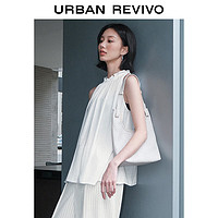 URBAN REVIVO UR2024夏季新款女装气质挂脖系带超宽松无袖罩衫衬衫UWH240023