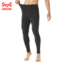 猫人秋裤男士薄款云彩绒打底衬裤护膝贴片保暖单裤男 秋冬季 深灰（不带贴片护膝） 3XL（体重150-170斤）