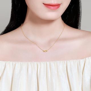 梦金园小方糖黄金吊坠几何金块转运珠碎金子足金挂坠送女