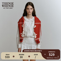 Teenie Weenie小熊2024年冬季微透荷叶领蝴蝶结系带垂坠感衬衫 象牙白 160/S