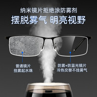 超轻纯钛防雾近视眼镜男防蓝光抗辐射疲劳可配度数大脸半框变色镜