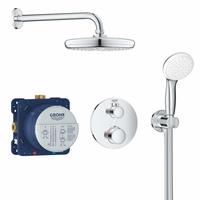 Grohe 高仪 Grohtherm 全套花洒淋浴系统(包括恒温器,Rapido SmartBox,顶部花洒,手持花洒,淋浴软管)镀铬,34727000
